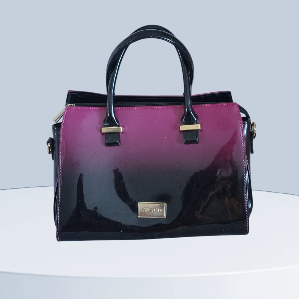 GRAND Black and Pink Gradient Ombre Satchel Bag
